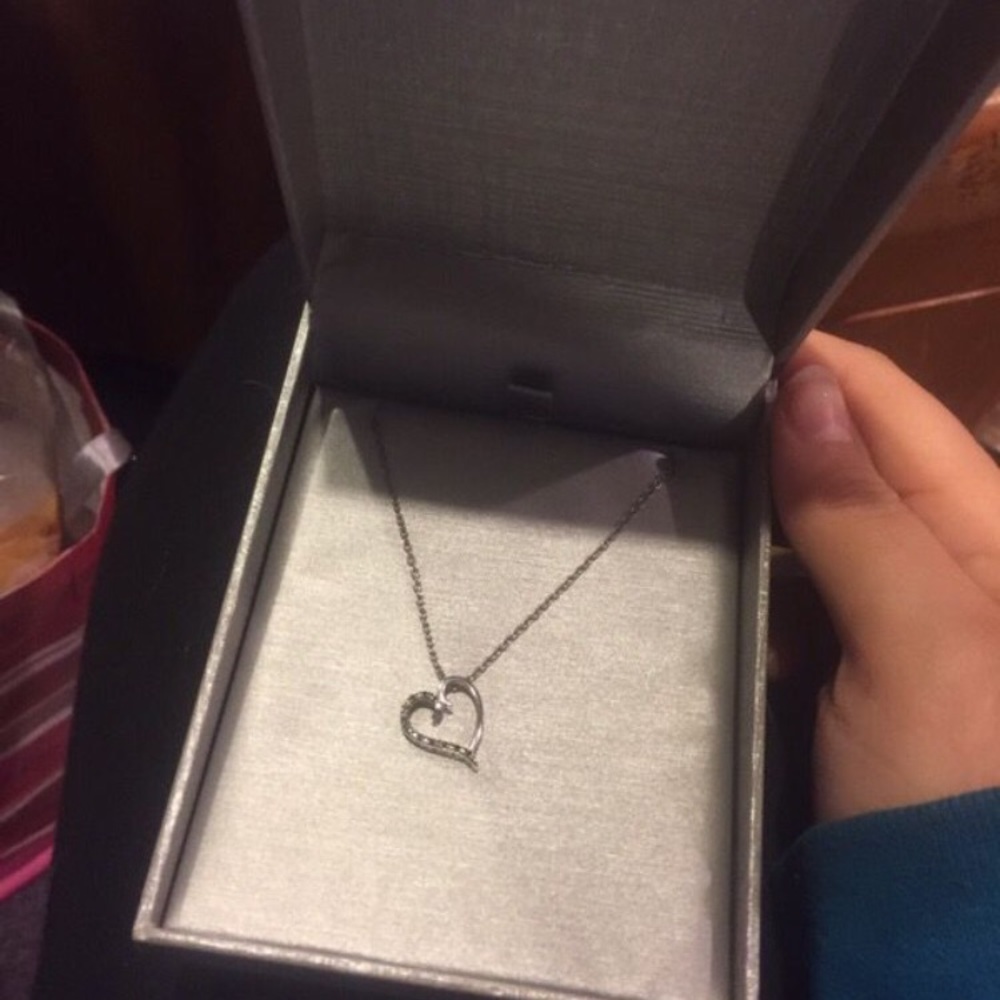 Zales black diamond silver necklace